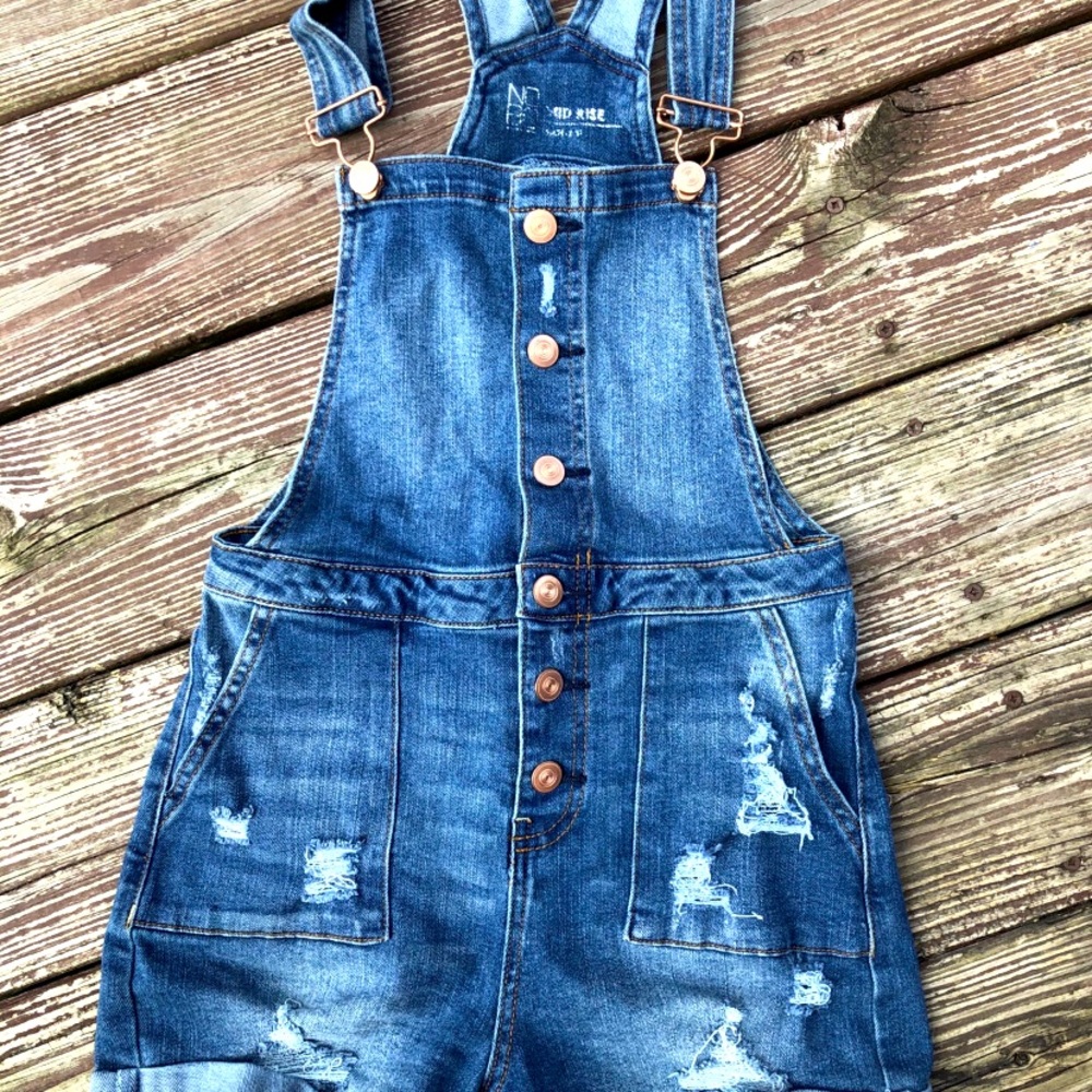 Girls size 16 short distressed overalls
